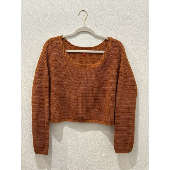 Guess Sweaters - Womens Orange Knitted Guess Long Sleeve Sweater Size L